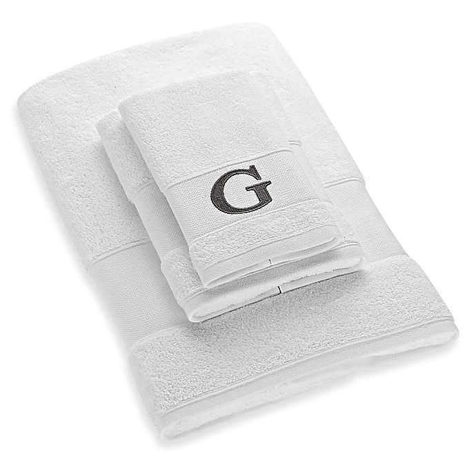 slide 1 of 1, Avanti Silver Block Letter Monogram Letter G'' Turkish Cotton Cuff Hand Towel - White'', 1 ct