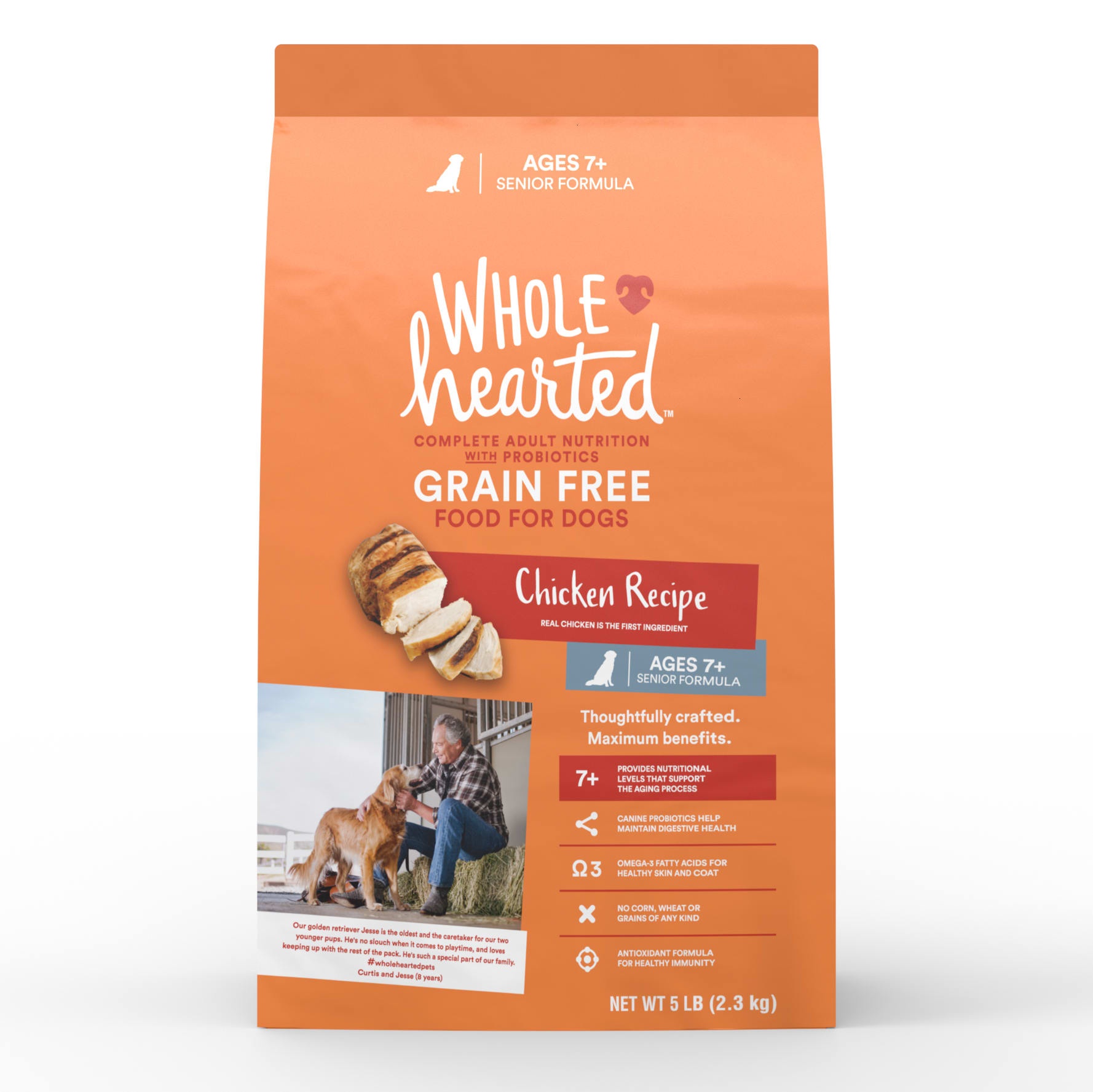 slide 1 of 1, WholeHearted Grain Free Senior Chicken Recipe Dry Dog Food, 5 lb