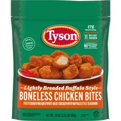 Tyson Frozen Lightly Breaded Buffalo Style Boneless Chicken Bites, 20 oz