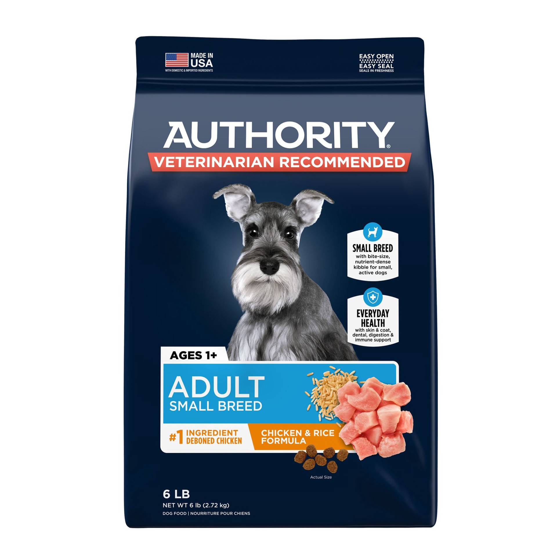 slide 1 of 1, Authority Everyday Health Small Breed Adult Dry Dog Food - Chicken, 6 lb