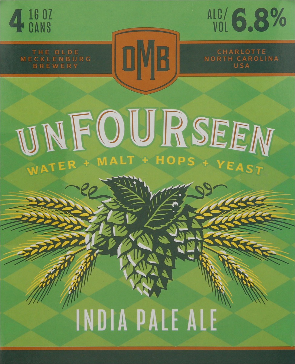 slide 7 of 9, The Olde Mecklenburg Brewery India Pale Ale UnFourSeen Beer 4 - 16 oz Cans, 4 ct