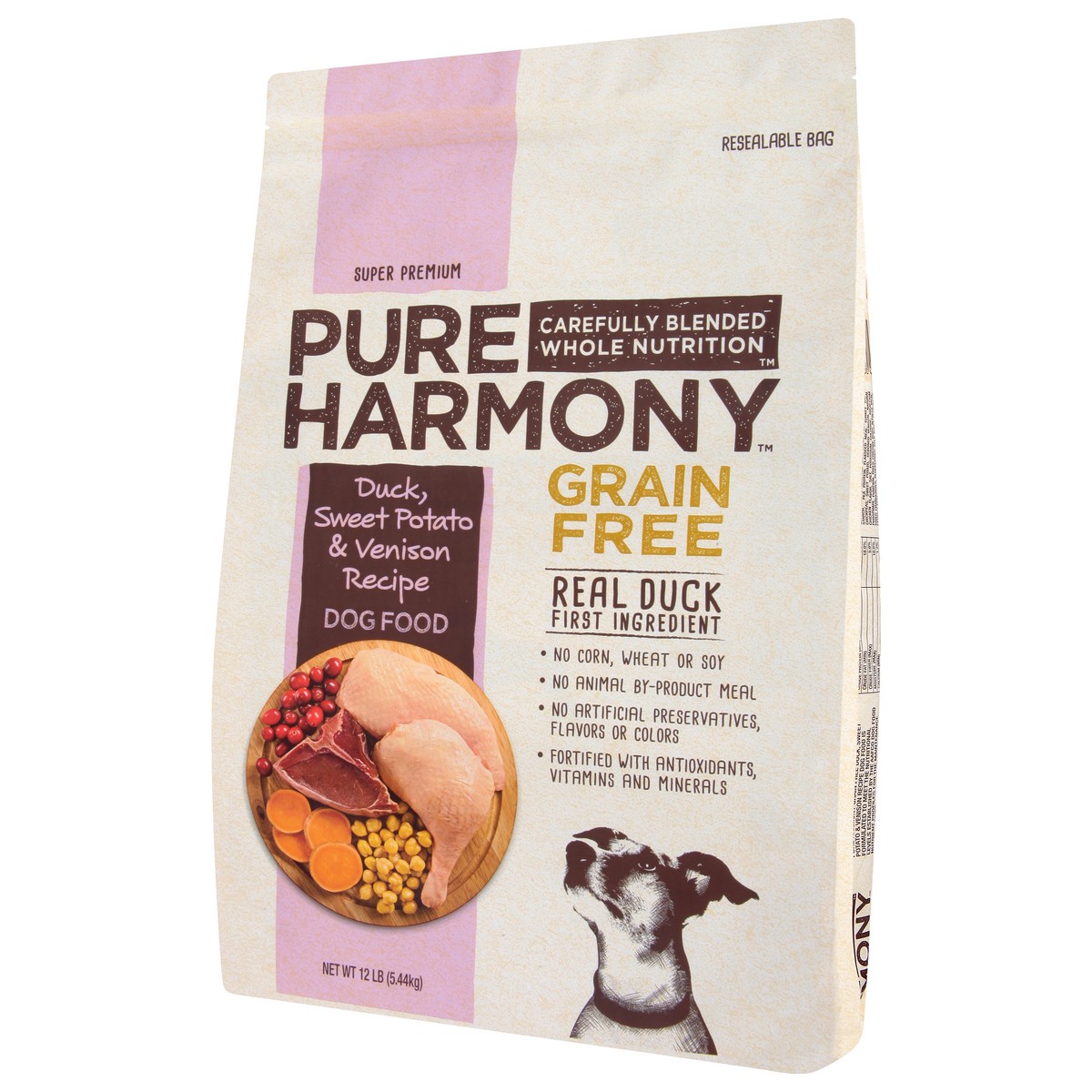 slide 9 of 10, Pure Harmony Super Premium Grain Free Duck, Sweet Potato & Venison Recipe Dog Food 12 lb, 12 lb