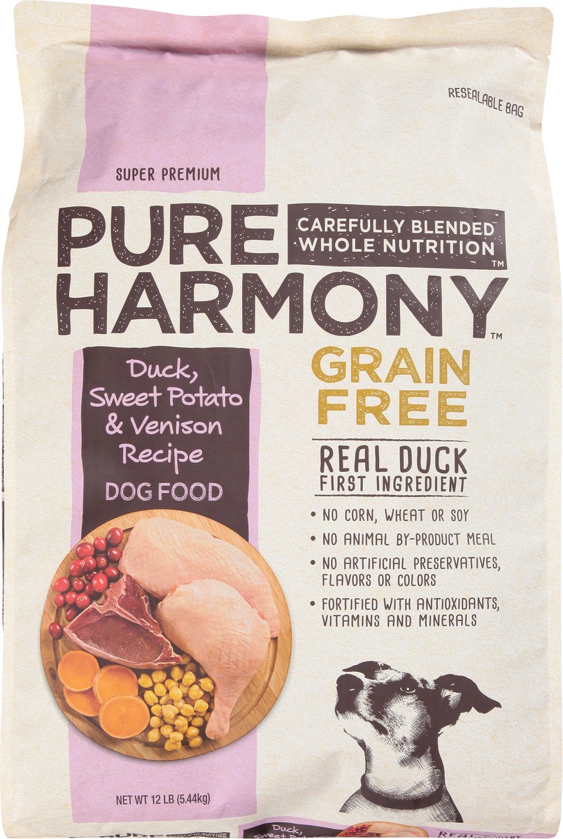 slide 6 of 10, Pure Harmony Super Premium Grain Free Duck, Sweet Potato & Venison Recipe Dog Food 12 lb, 12 lb