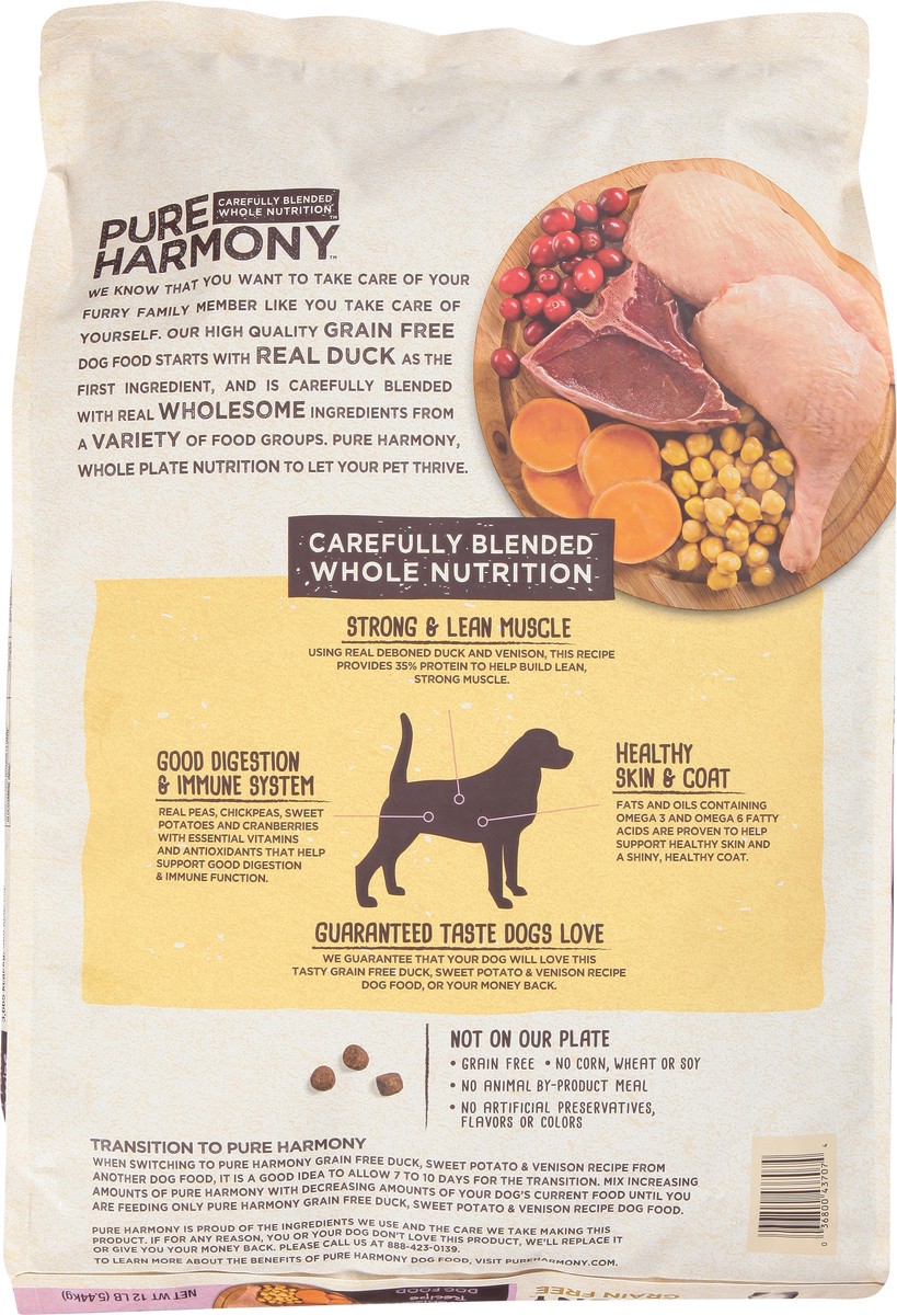 slide 7 of 10, Pure Harmony Super Premium Grain Free Duck, Sweet Potato & Venison Recipe Dog Food 12 lb, 12 lb