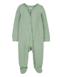 Carter's Baby Zip-Up PurelySoft Sleep & Play Pajamas - Olive Olive PRE
