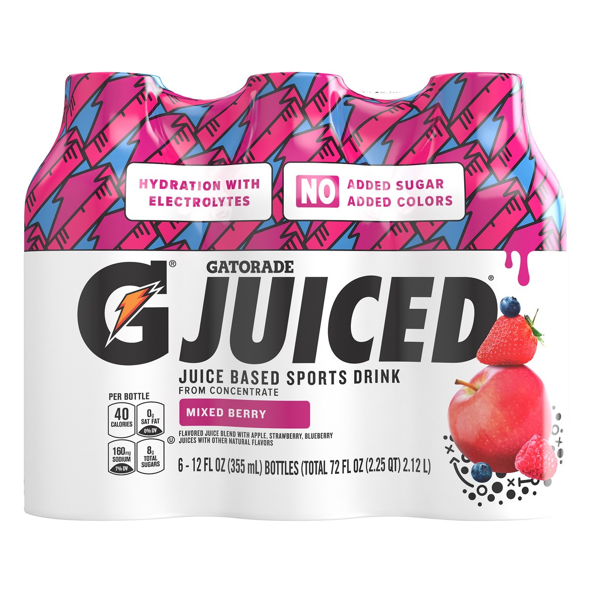 slide 1 of 2, Gatorade Juiced Juice Based Mixed Berry Sports Drink 6 ea, 6 ct