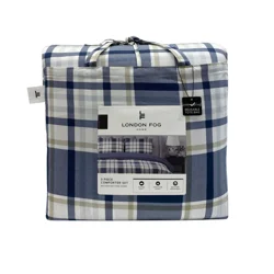 London Fog 3pc Comforter Set F/Q Navy Plaid