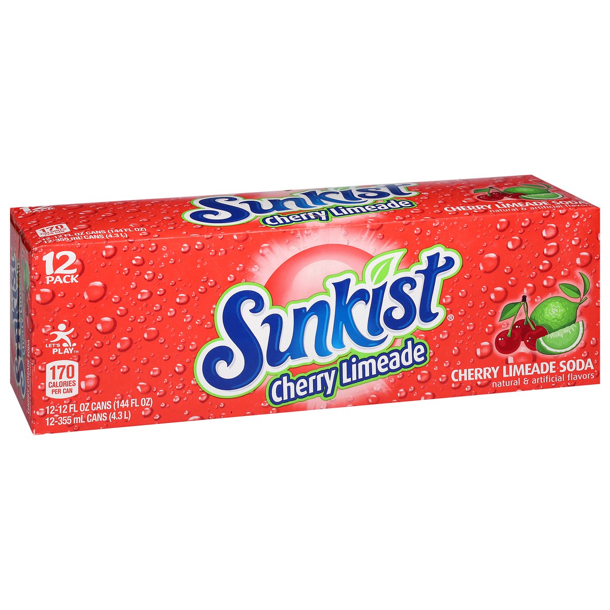 slide 7 of 14, Sunkist Cherry Limeade Soda 12 - 12 fl oz Cans, 12 ct; 12 fl oz