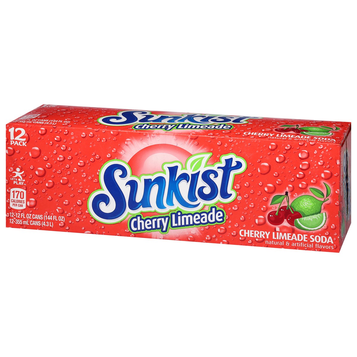 slide 11 of 14, Sunkist Cherry Limeade Soda 12 - 12 fl oz Cans, 12 ct; 12 fl oz