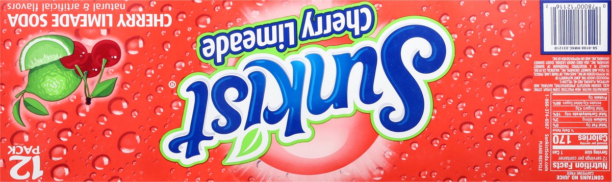 slide 6 of 14, Sunkist Cherry Limeade Soda 12 - 12 fl oz Cans, 12 ct; 12 fl oz