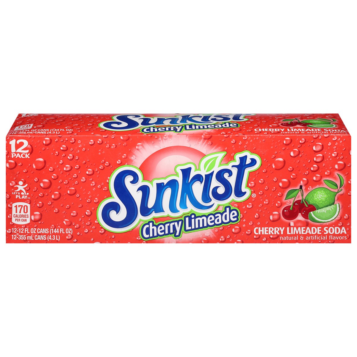 slide 1 of 14, Sunkist Cherry Limeade Soda 12 - 12 fl oz Cans, 12 ct