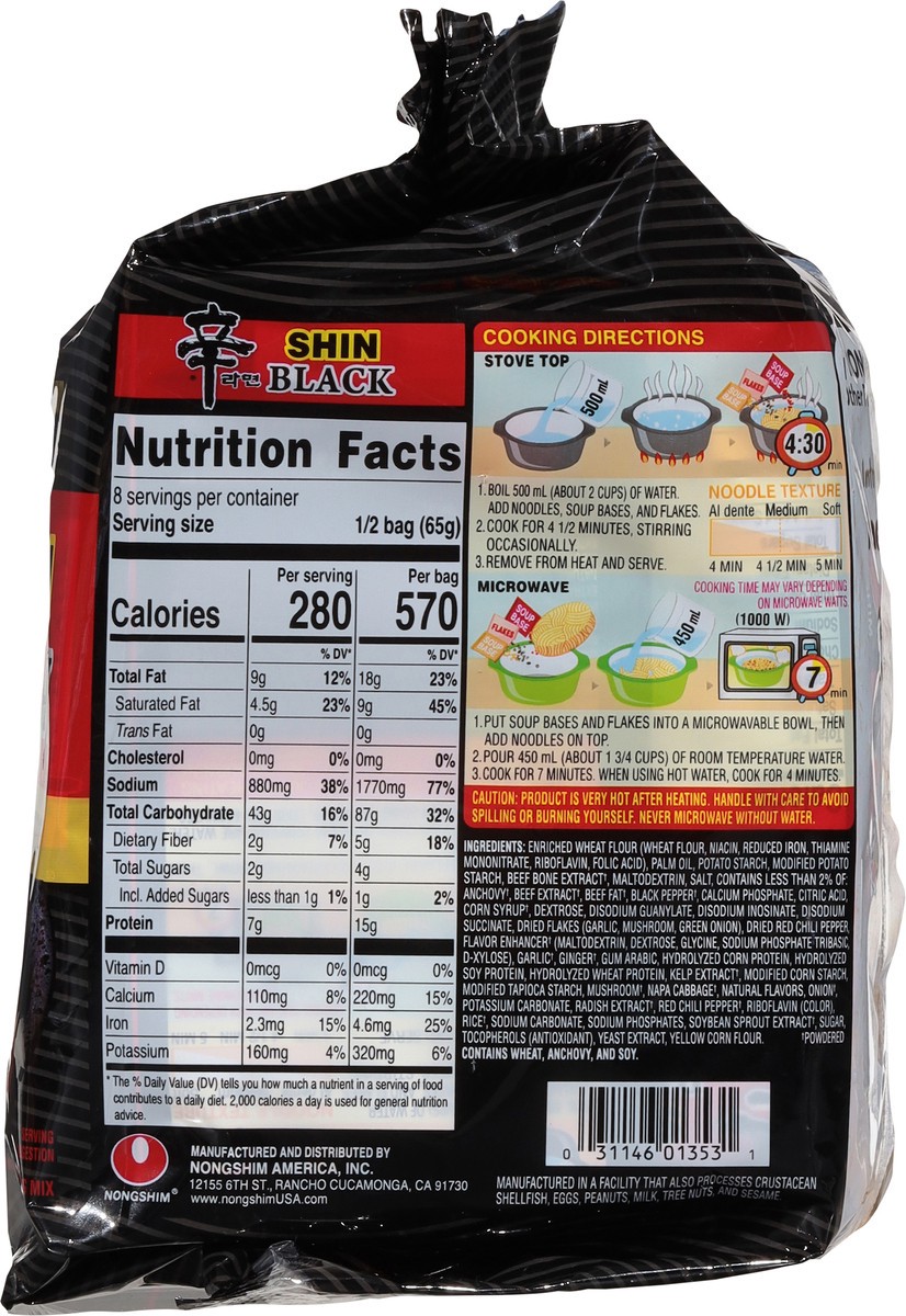 slide 6 of 9, Nongshim Premium Shin Black Noodle Soup with Beef Bone Broth 4 - 4.58 oz Bags, 4 ct