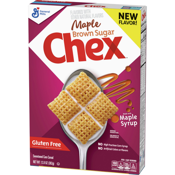 slide 3 of 13, Chex Maple Brown Sugar Chex Cereal, Gluten Free Breakfast Cereal, Made with Whole Grain, 12.8 OZ, 12.8 oz