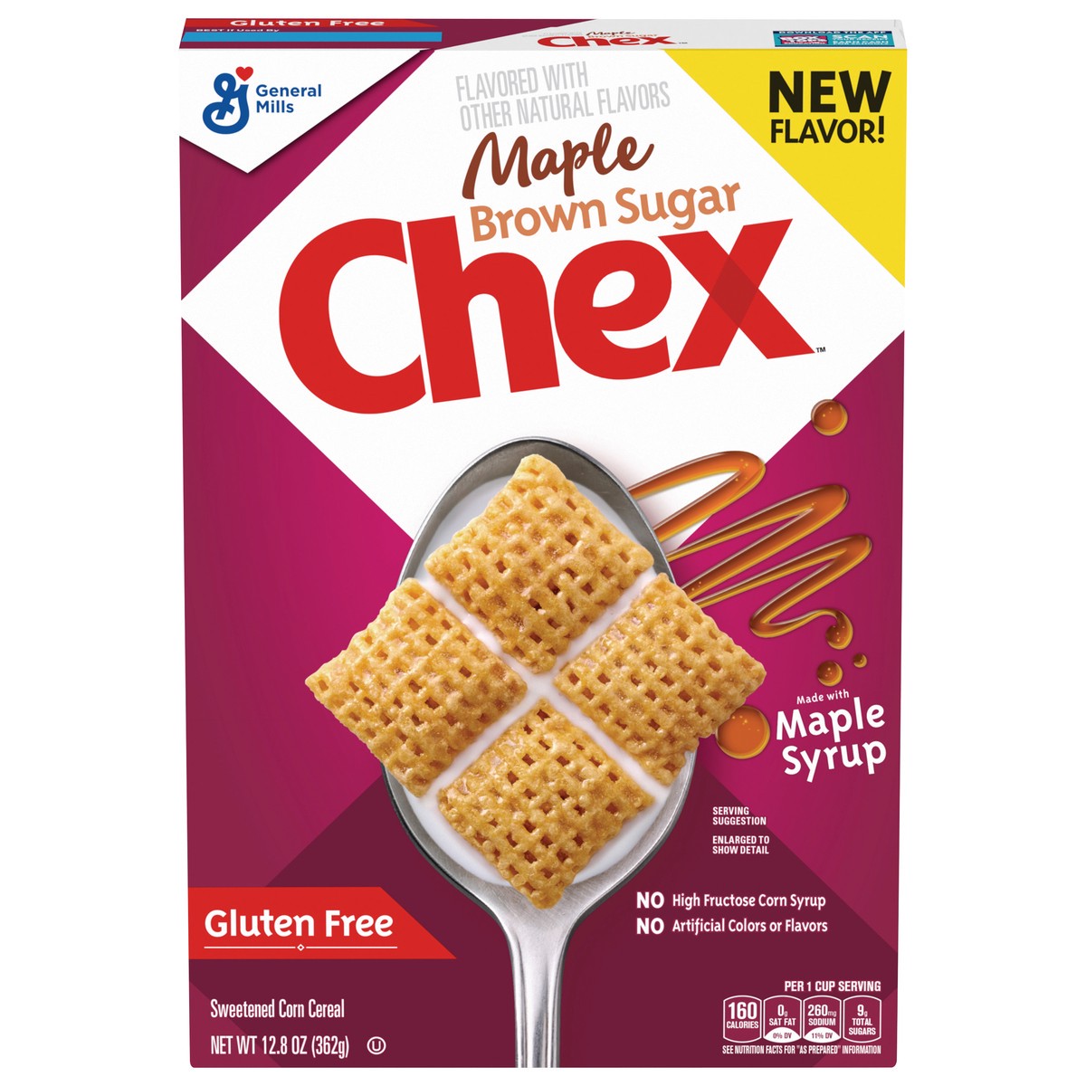 slide 1 of 13, Chex Maple Brown Sugar Chex Cereal, Gluten Free Breakfast Cereal, Made with Whole Grain, 12.8 OZ, 12.8 oz