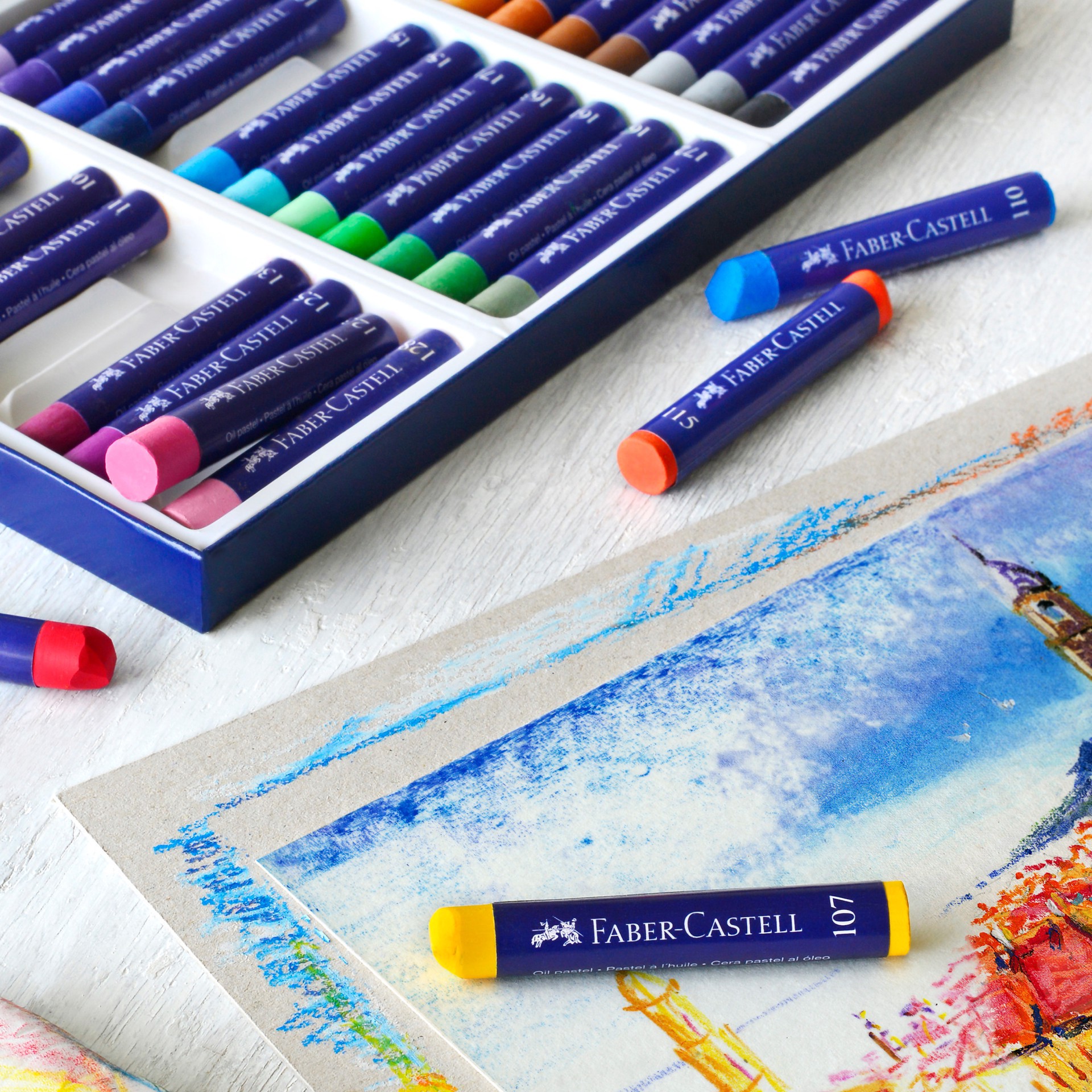 slide 7 of 7, Faber-Castell 36 Color Oil Pastel Set, includes 36 assorted colors