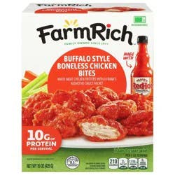 Farm Rich Buffalo Chicken Bites with Frank's, Ready to Bake, 15oz (Frozen Snacks and Appetizers)