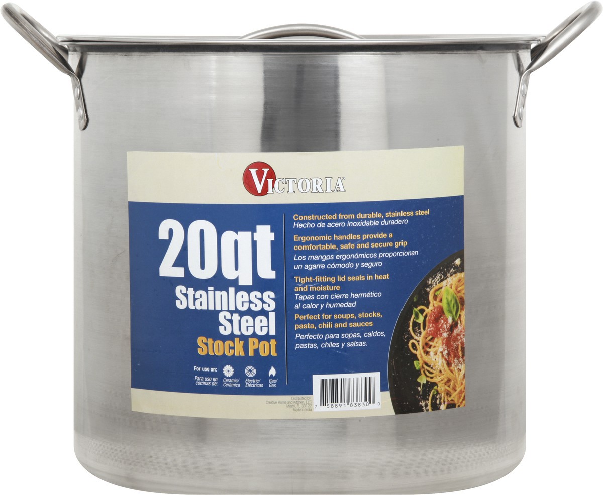 slide 8 of 11, Victoria Stainless Steel 20 Quart Stock Pot 1 ea, 20 qt