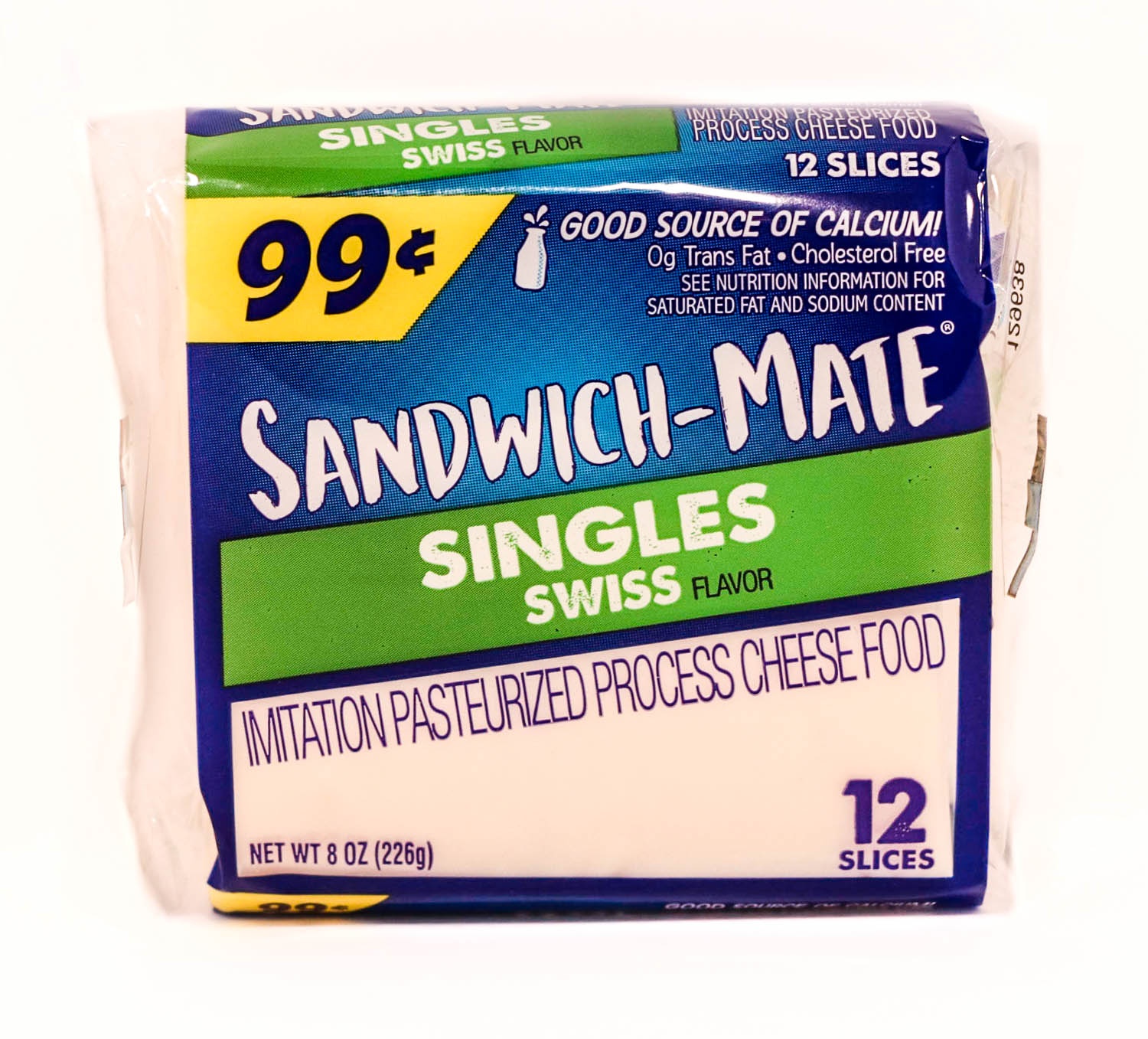 slide 1 of 1, Borden Sandwich Mate Swiss Cheese Singles, 8 oz