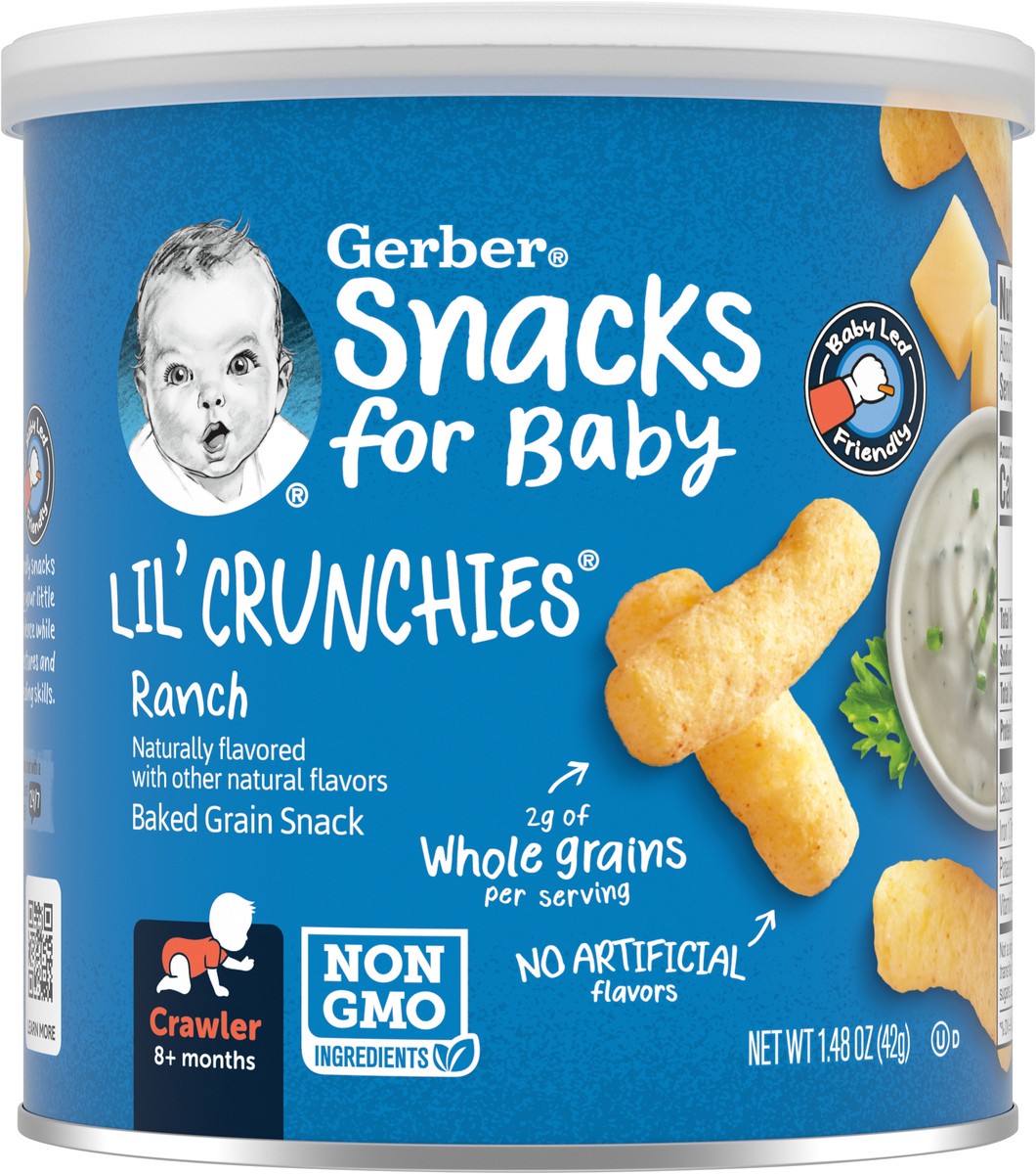 slide 8 of 9, Gerber Snacks for Baby Lil Crunchies Ranch Puffs, 1.48 oz Canister, 1.48 oz