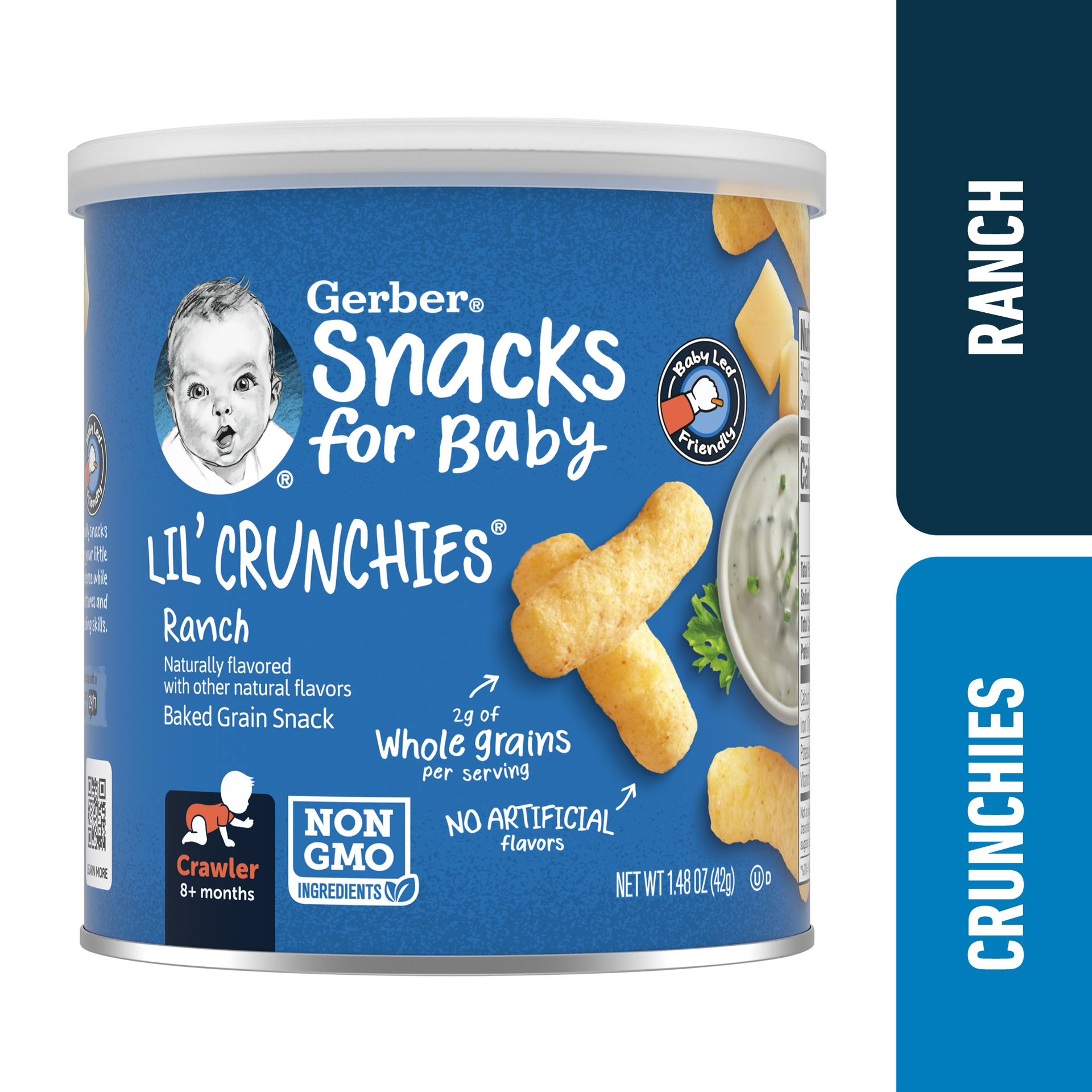 slide 1 of 9, Gerber Stage 3 Baby Food, Ranch Crunchies, 1.48 oz Canister, 1.48 oz