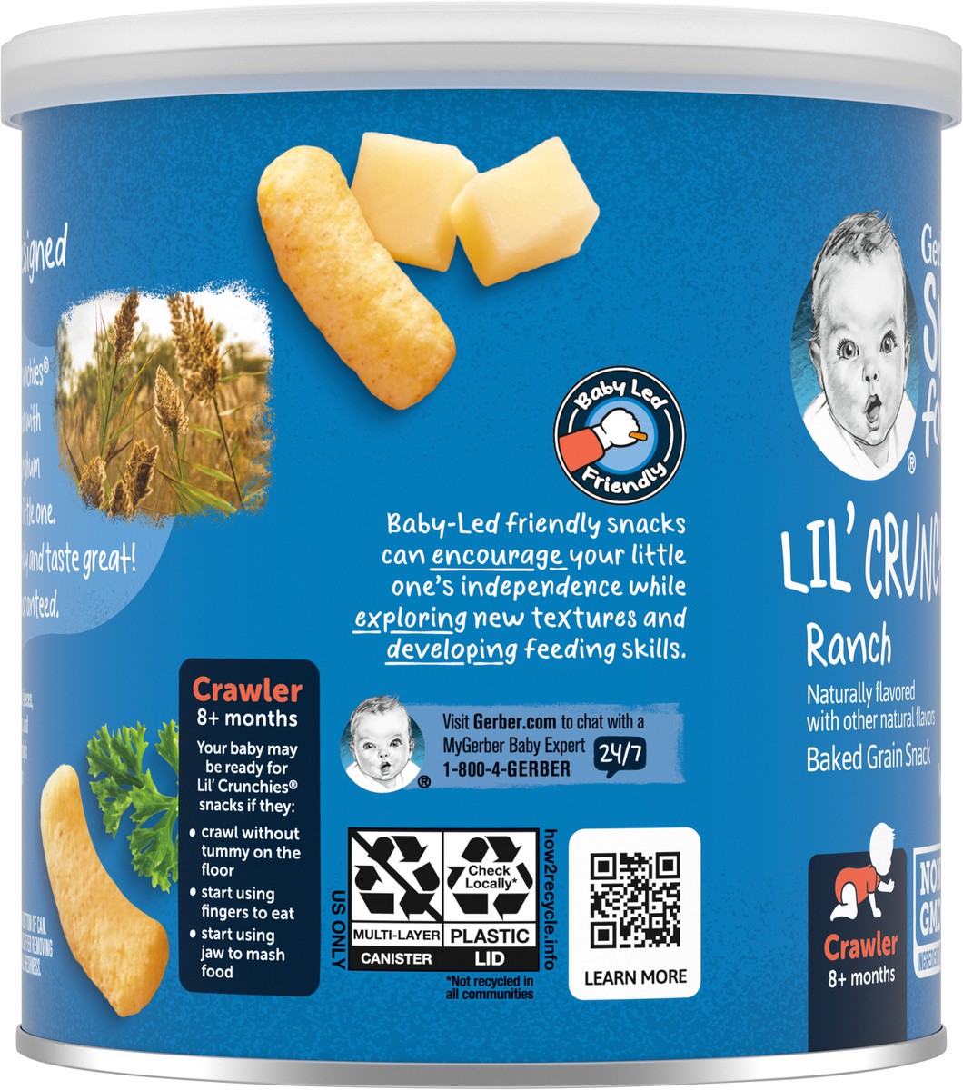 slide 5 of 9, Gerber Snacks for Baby Lil Crunchies Ranch Puffs, 1.48 oz Canister, 1.48 oz