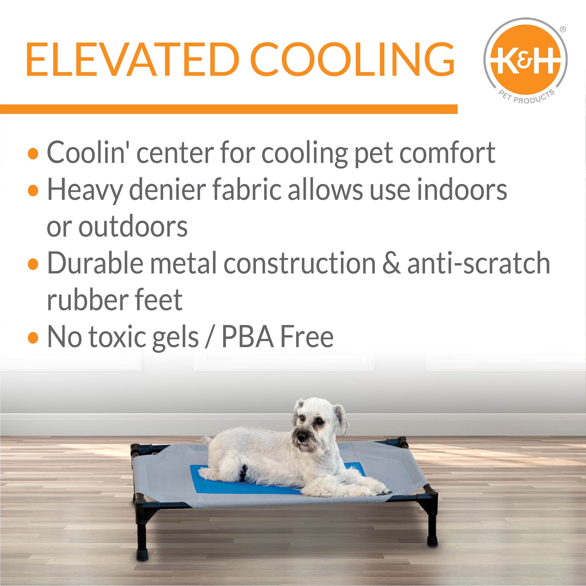 slide 4 of 10, K & H K&H Pet Products Coolin' Pet Cot Elevated Pet Bed Gray/Blue Medium 25 X 32 X 7 Inches, 25 in