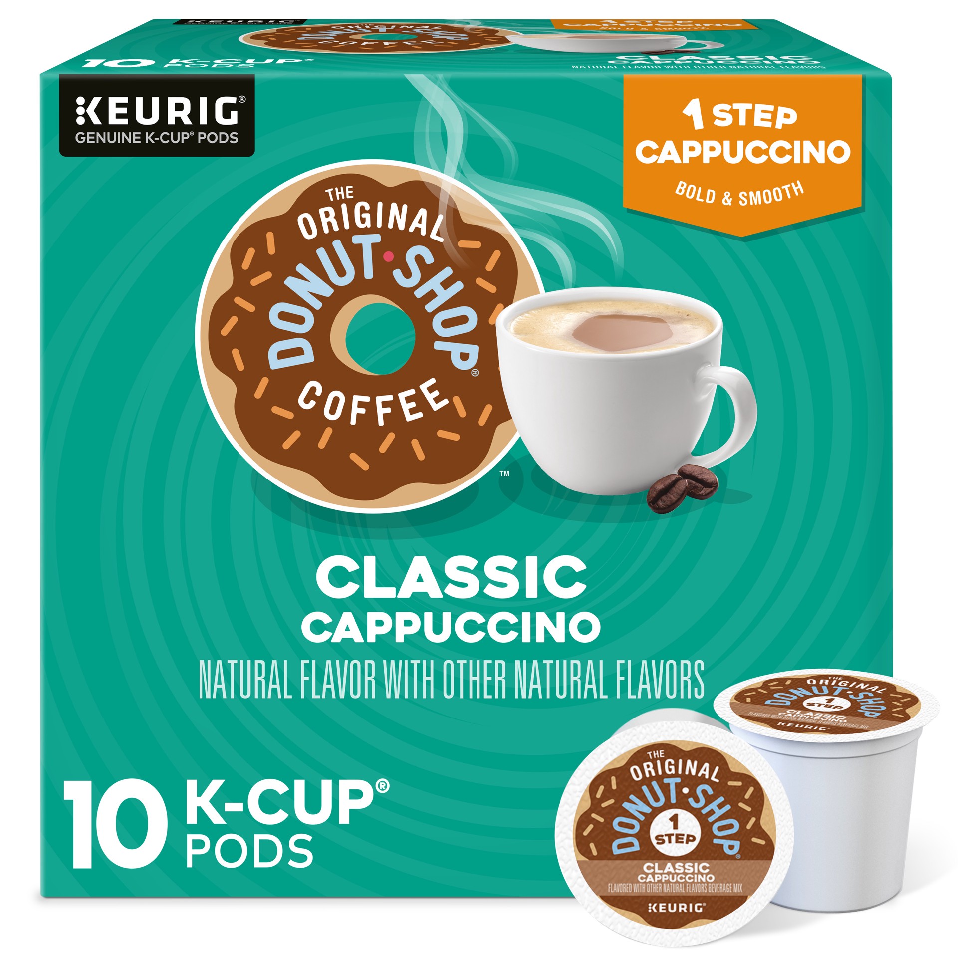 slide 1 of 5, The Original Donut Shop One-Step Classic Cappuccino, Keurig Single-Serve K-Cup Pods, 10 Count, 10 ct