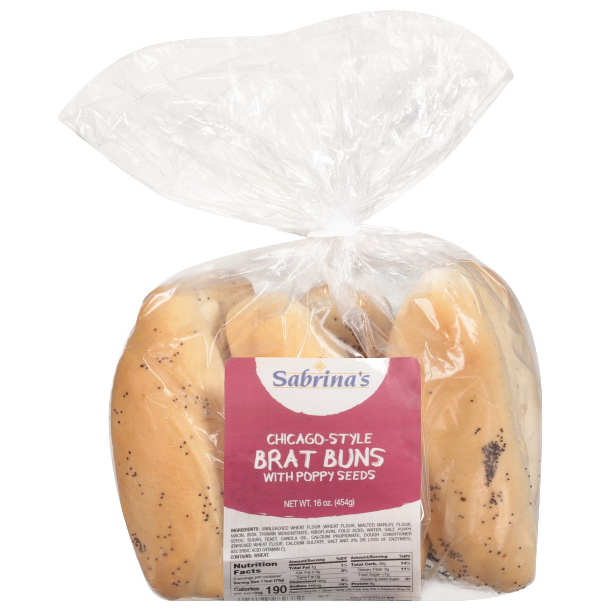 slide 1 of 13, Sabrina's Brat's Buns W/ Poppy Seeds, 14.4 oz