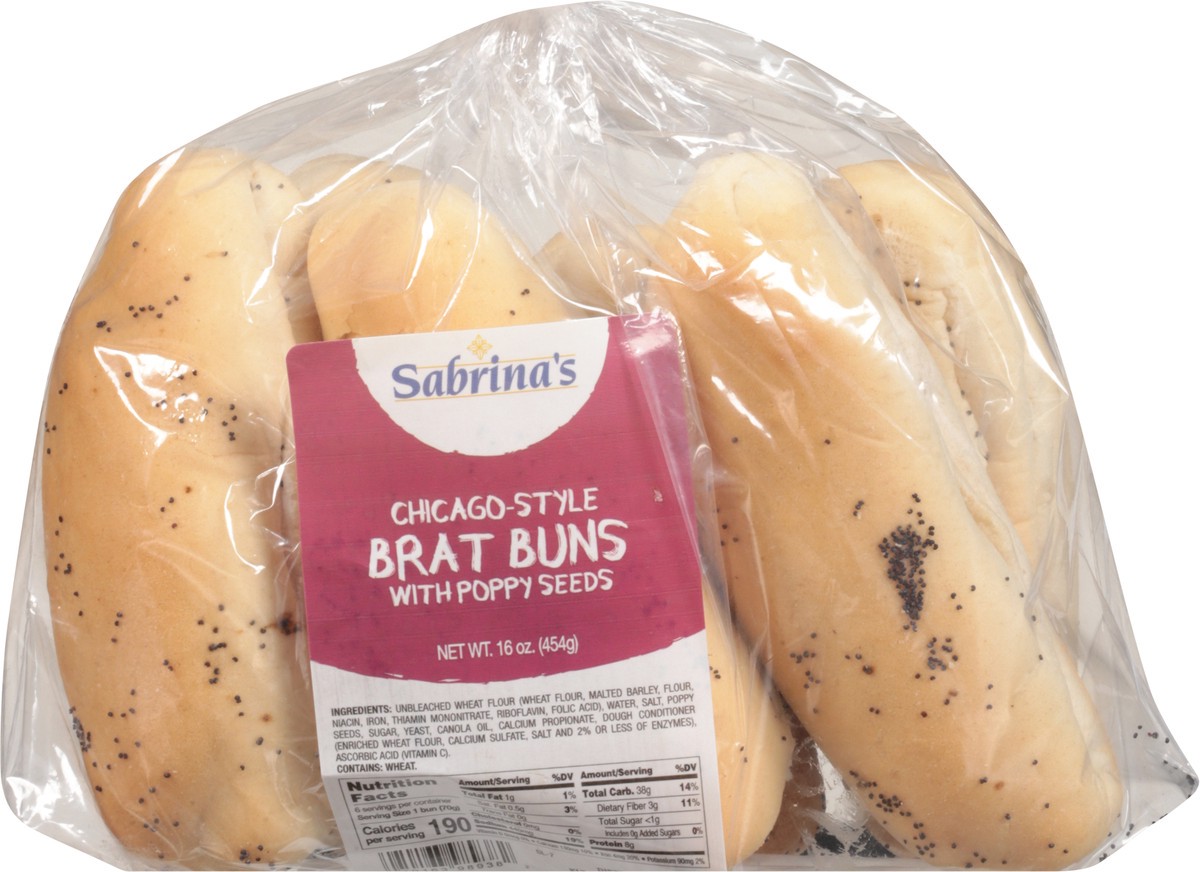 slide 4 of 13, Sabrina's Brat's Buns W/ Poppy Seeds, 14.4 oz