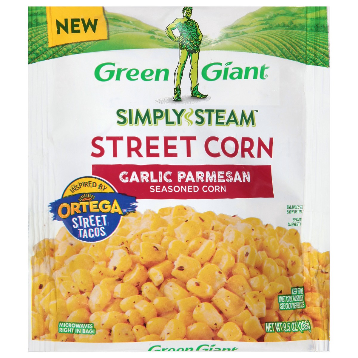 slide 1 of 9, Green Giant Simply Steam Seasoned Garlic Parmesan Street Corn 9.5 oz, 9.5 oz