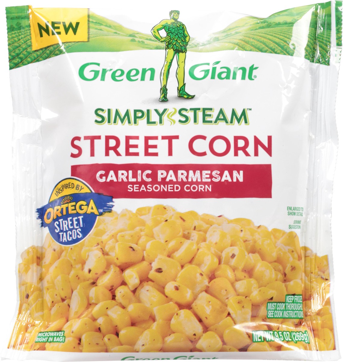 slide 6 of 9, Green Giant Simply Steam Seasoned Garlic Parmesan Street Corn 9.5 oz, 9.5 oz