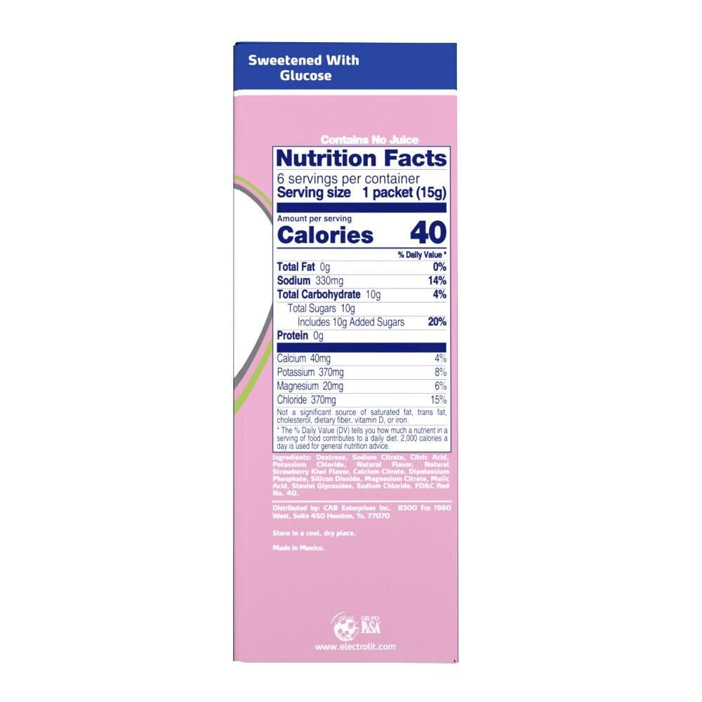 slide 4 of 4, Electrolit Electrolyte Strawberry Kiwi Drink Mix, 6 ct / 3.17 oz