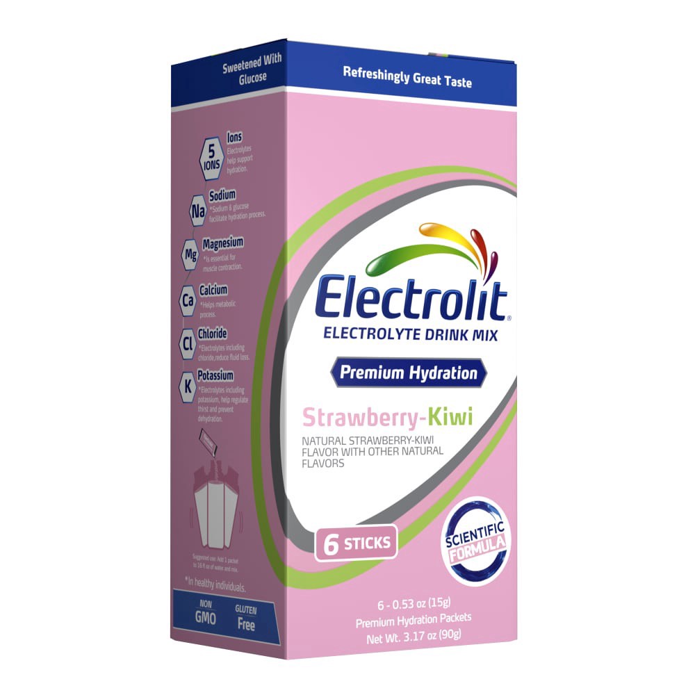 slide 1 of 4, Electrolit Electrolyte Strawberry Kiwi Drink Mix, 6 ct / 3.17 oz