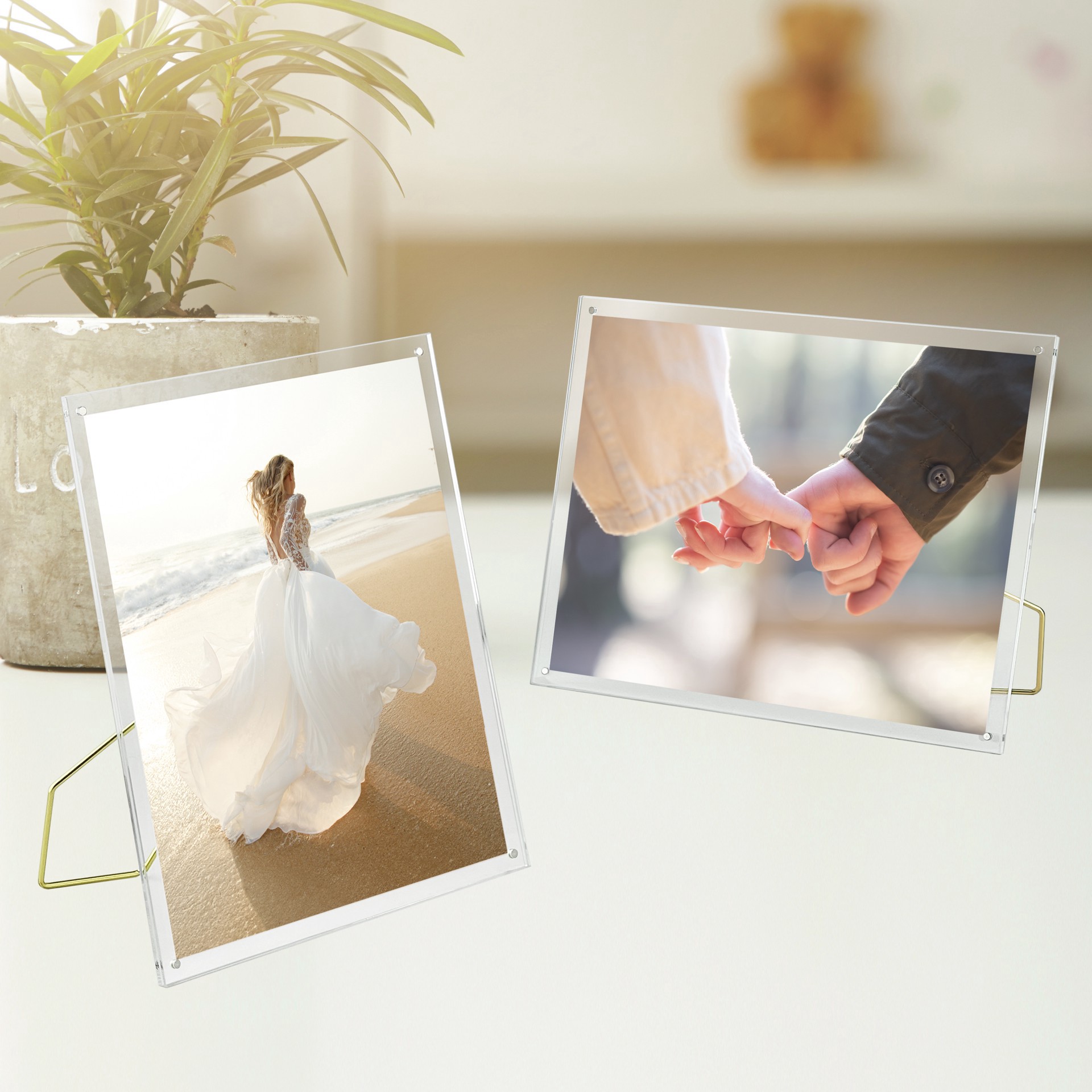 slide 4 of 5, Expressions Clear Acrylic Float Frame With Gold Metal Easel By Studio Decor, 8 in x 10 in