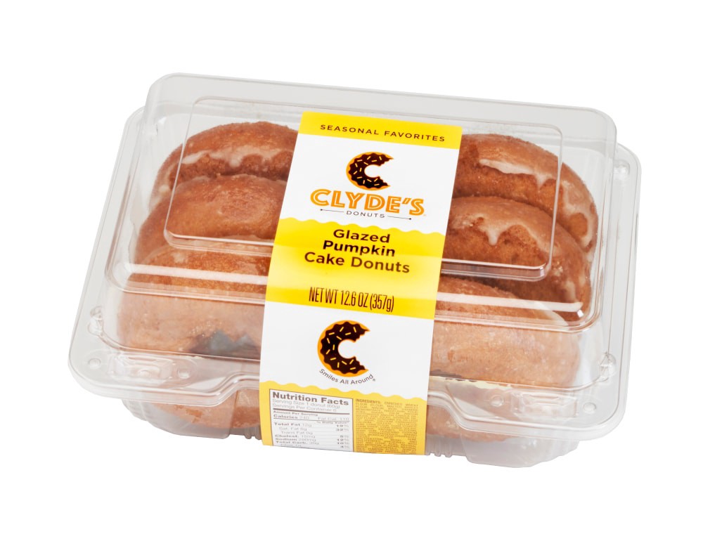 slide 1 of 1, Clyde's Glazed Pumpkin Cake Donuts, 12.61 oz