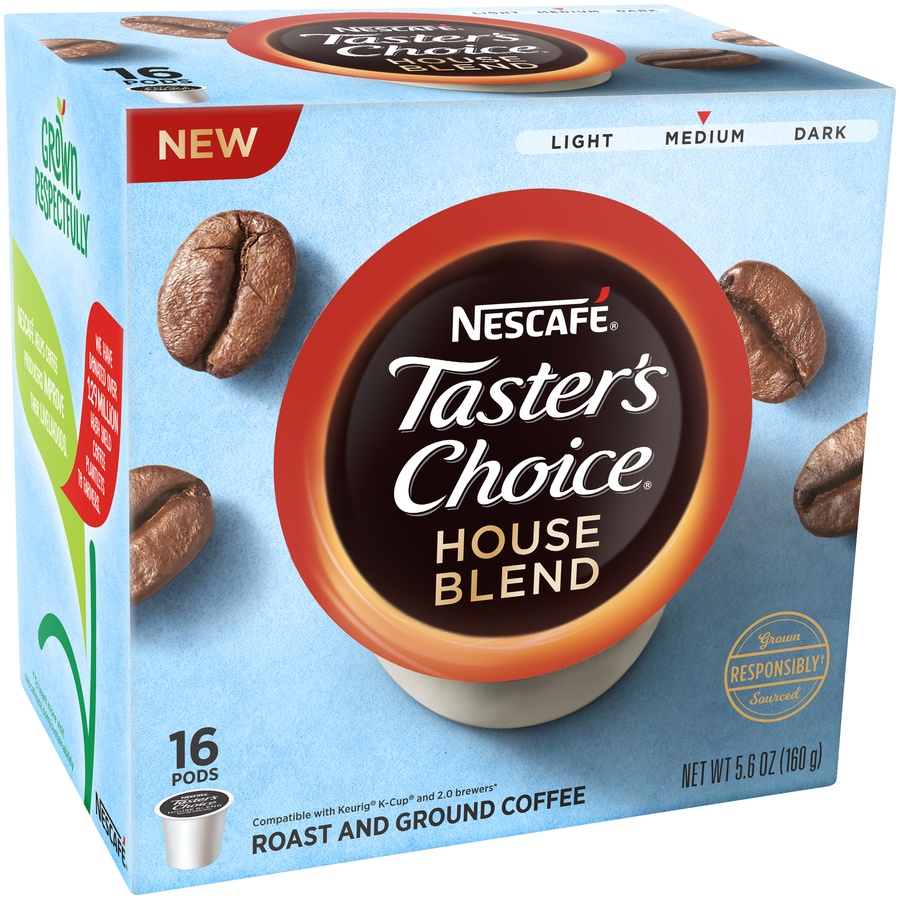 slide 1 of 2, Nescafé TasterS Choice House Blend Medium Roast And Ground Coffee Single Serve Pods, 16 ct; 5.6 oz