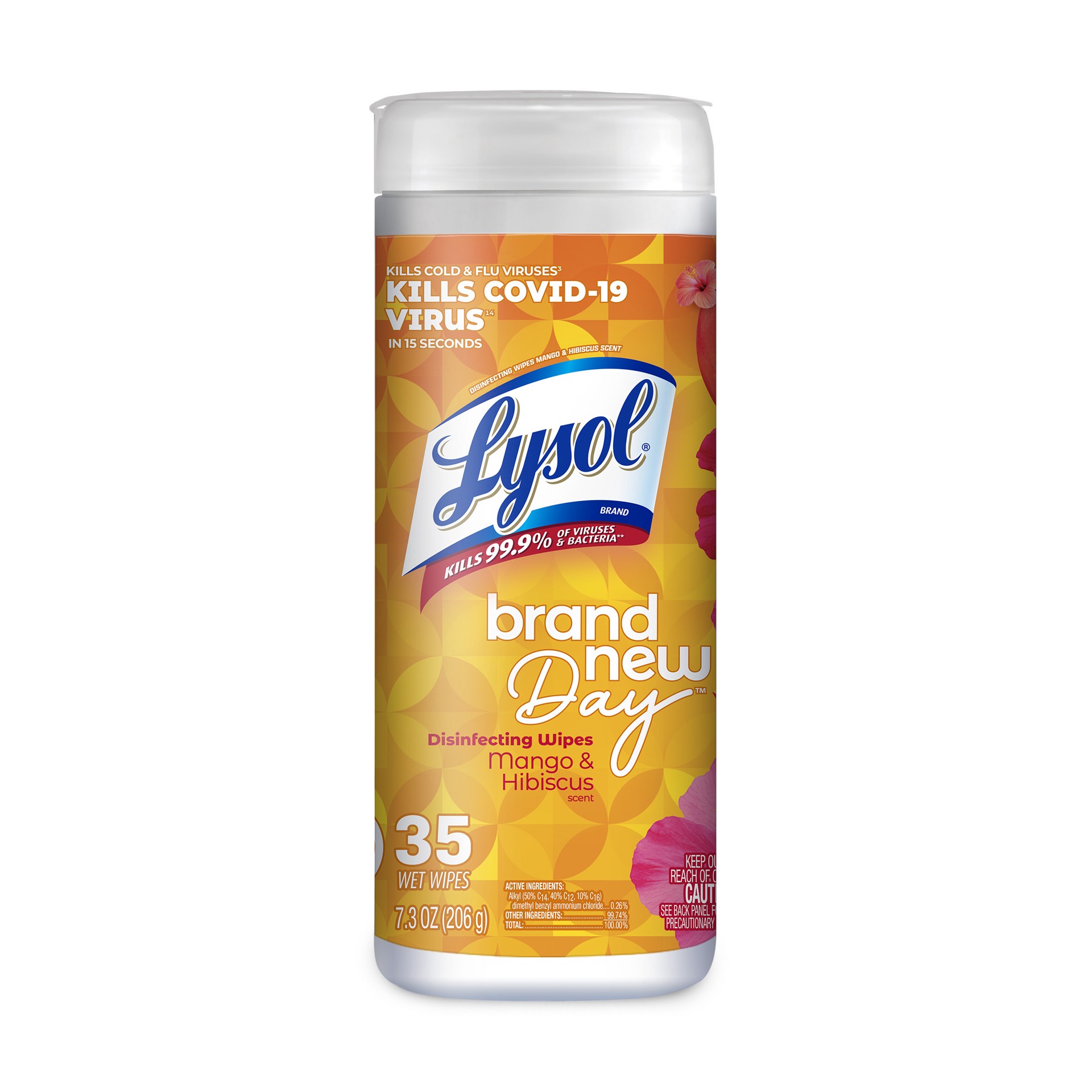 slide 1 of 1, Lysol Disinfectant Wipes, Multi-Surface Antibacterial Cleaning Wipes, For Disinfecting and Cleaning, Brand New Day Mango & Hibiscus 35ct, 35 ct