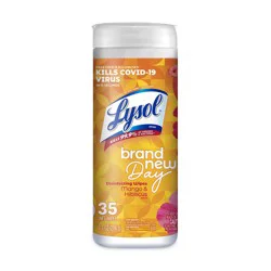 Lysol Disinfectant Wipes, Multi-Surface Antibacterial Cleaning Wipes, For Disinfecting and Cleaning, Brand New Day Mango & Hibiscus 35ct