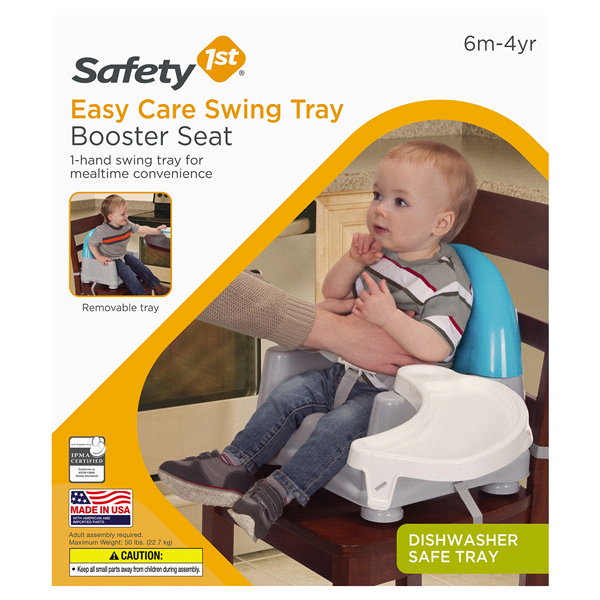 slide 4 of 9, Safety 1st Easy Care Swing Tray Feeding Booster, Lakeside, 1 ct
