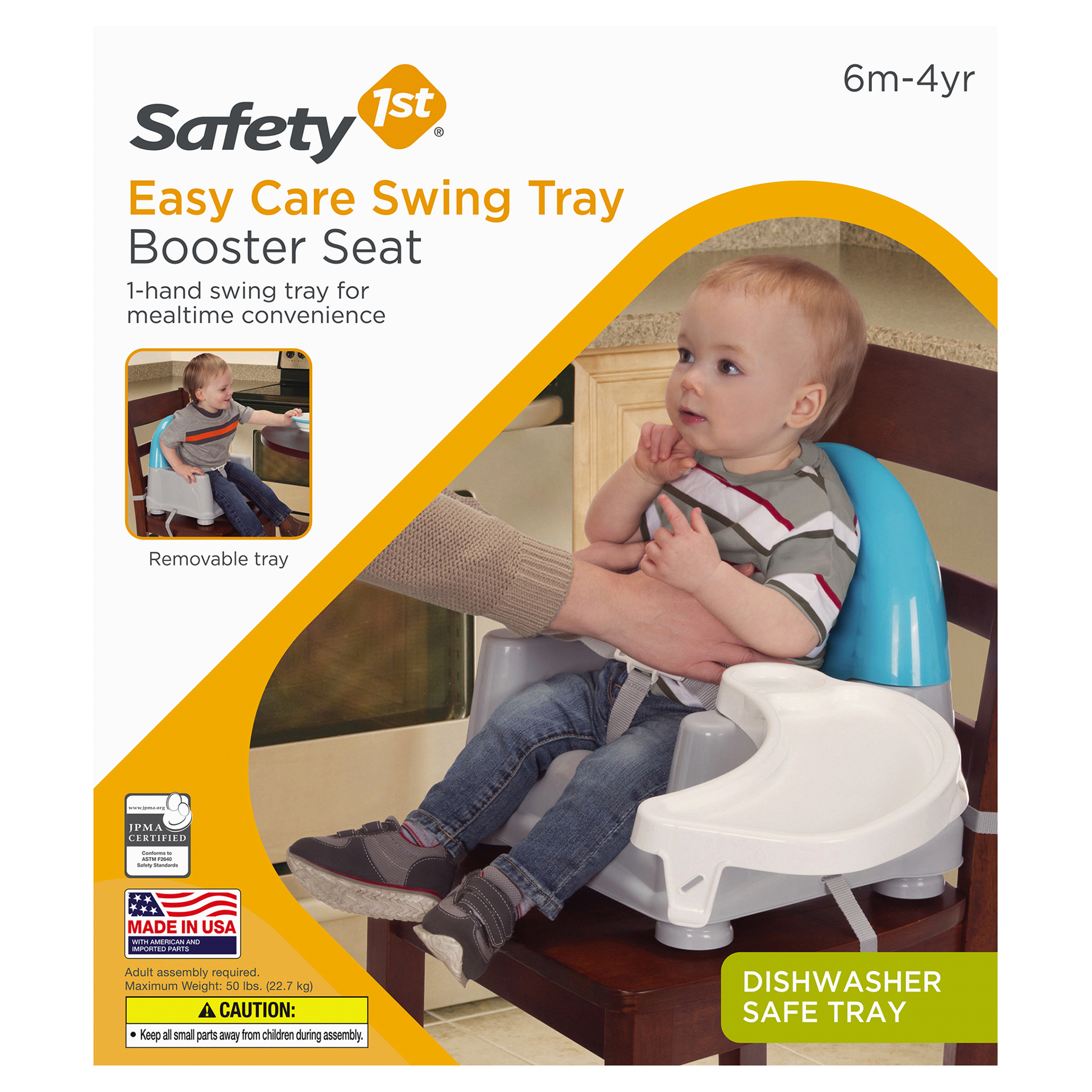 slide 5 of 9, Safety 1st Easy Care Swing Tray Feeding Booster, Lakeside, 1 ct