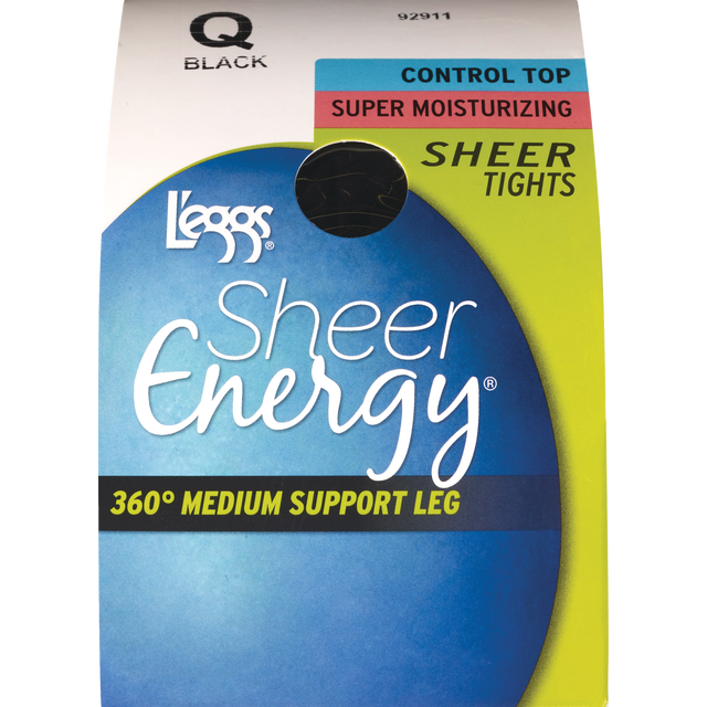 slide 1 of 1, L'EGGS - SHEER ENERGY Leggs Se Moisturizing Tights Blk Q, 1 ct