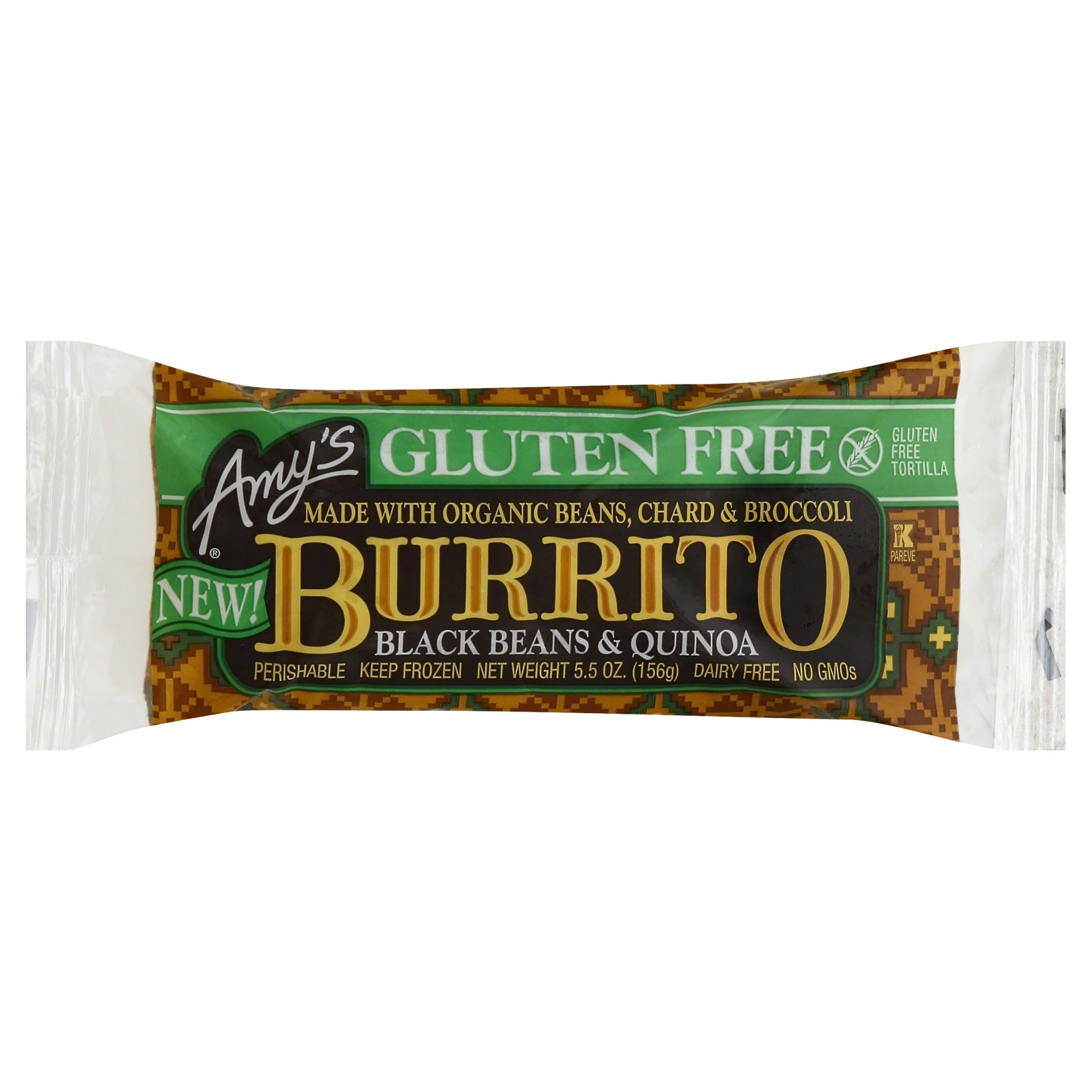 slide 1 of 1, Amy's Frozen Black Bean & Quinoa Burrito, 5.5 oz