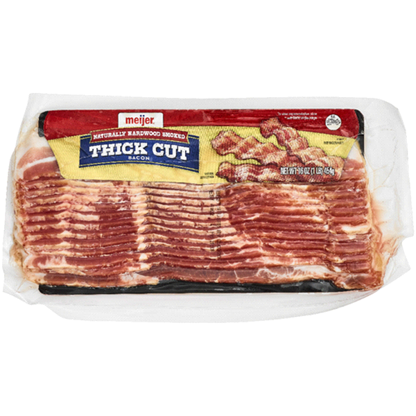 slide 1 of 1, Meijer Hardwood Smoked Thick Cut Bacon, 16 oz