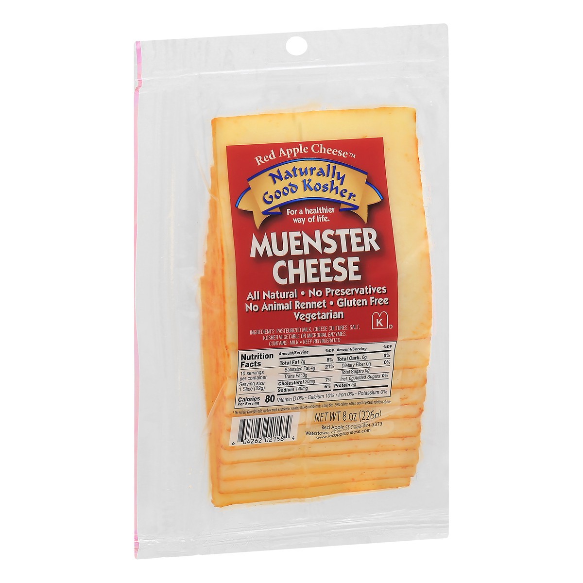 slide 4 of 12, Red Apple Cheese Naturally Good Kosher Muenster Cheese Slices 8 oz, 8 oz
