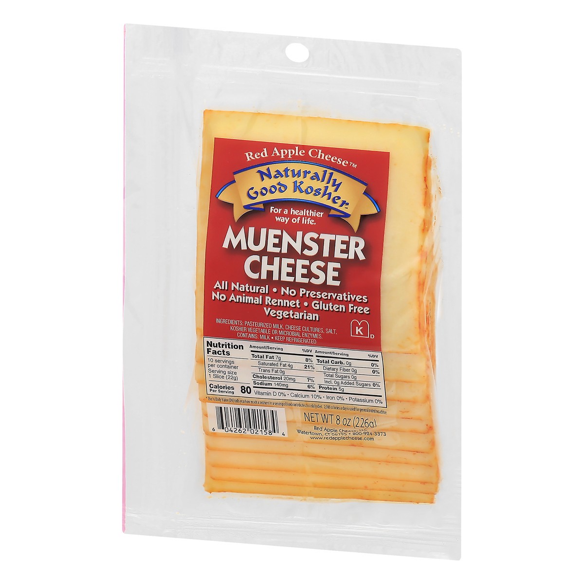 slide 11 of 12, Red Apple Cheese Naturally Good Kosher Muenster Cheese Slices 8 oz, 8 oz