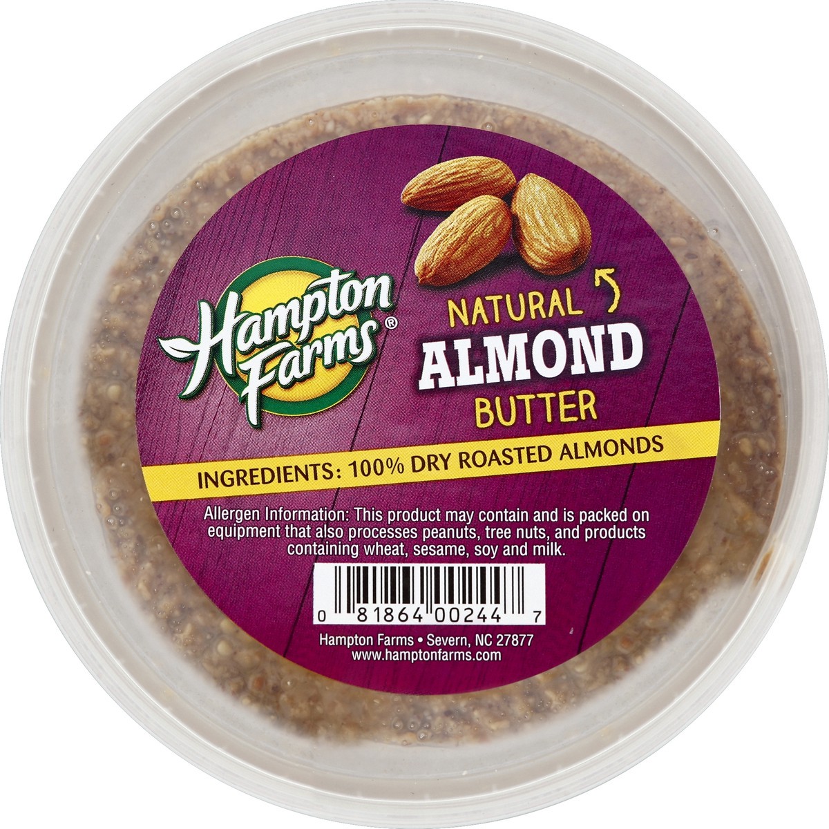 slide 2 of 3, Hampton Farms Natural Almond Butter, 12 oz