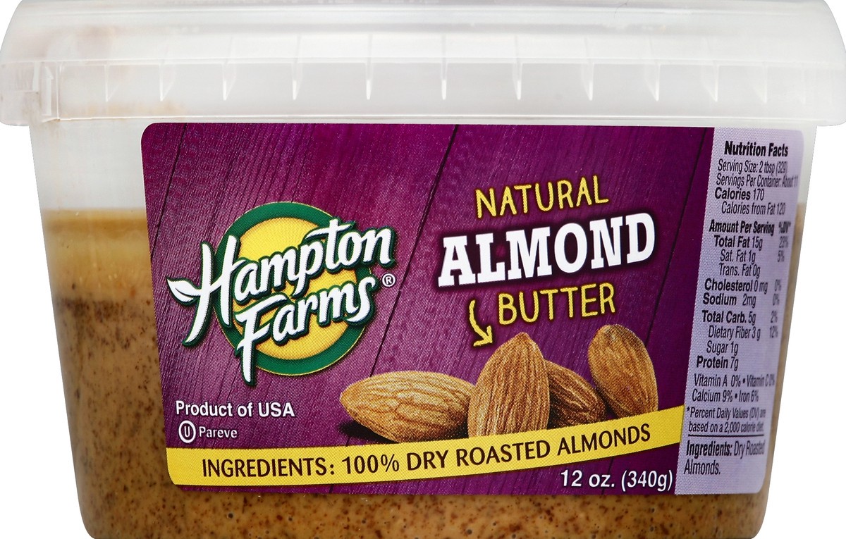slide 3 of 3, Hampton Farms Natural Almond Butter, 12 oz