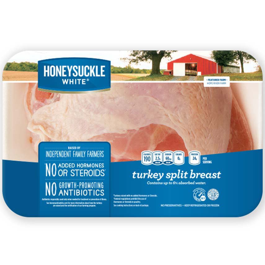slide 1 of 9, Honeysuckle White Turkey Split Breast 2.10 lb, per lb