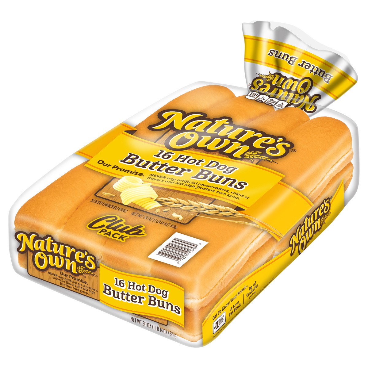 slide 9 of 9, Nature's Own Hot Dog Buns, Butter, 16 ct