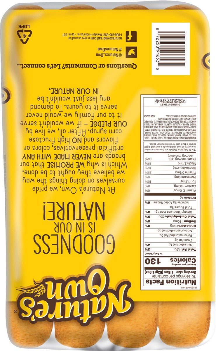 slide 6 of 9, Nature's Own Hot Dog Buns, Butter, 16 ct